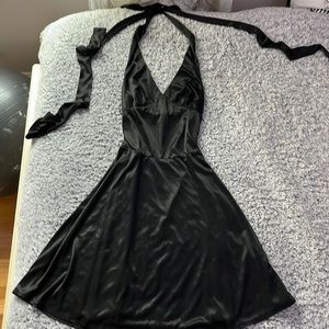 Vintage black halter neck dress